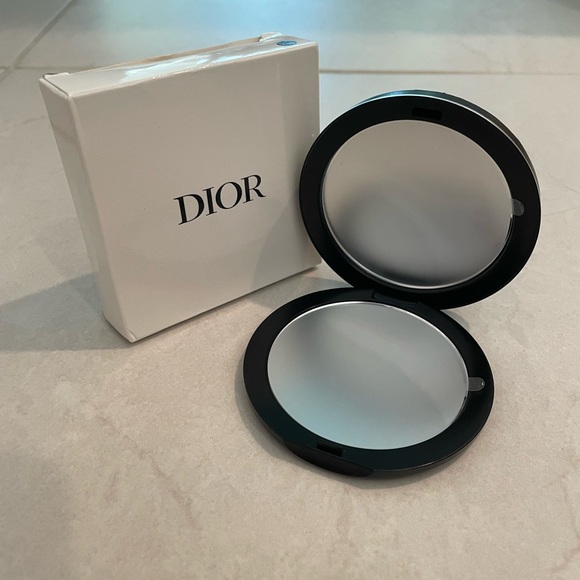 Dior Black Compact Plush Mirror with Silver Emblem - Picture 4 of 4